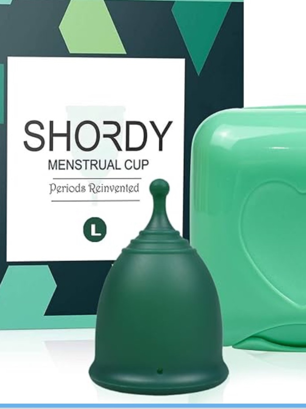 SHORDY Green Menstrual Cup with Mint Carry Case